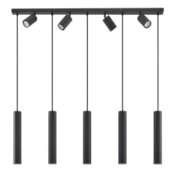 Lindby hængelampe Sanad, 116 cm, 9 lyskilder, sort, GU10