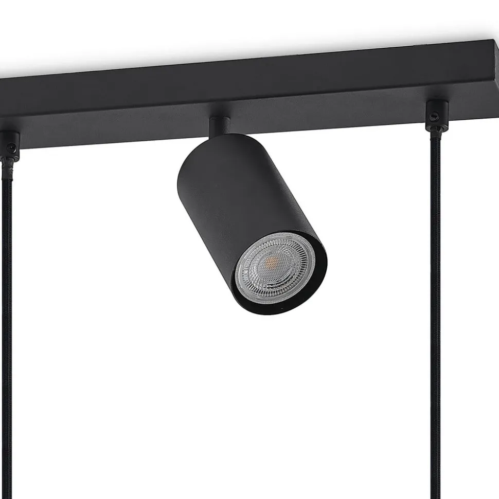 Lindby hængelampe Sanad, 116 cm, 9 lyskilder, sort, GU10