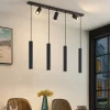 Lindby hængelampe Sanad, 100 cm, 7 lyskilder, sort, GU10