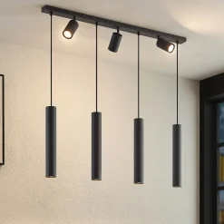 Lindby hængelampe Sanad, 100 cm, 7 lyskilder, sort, GU10