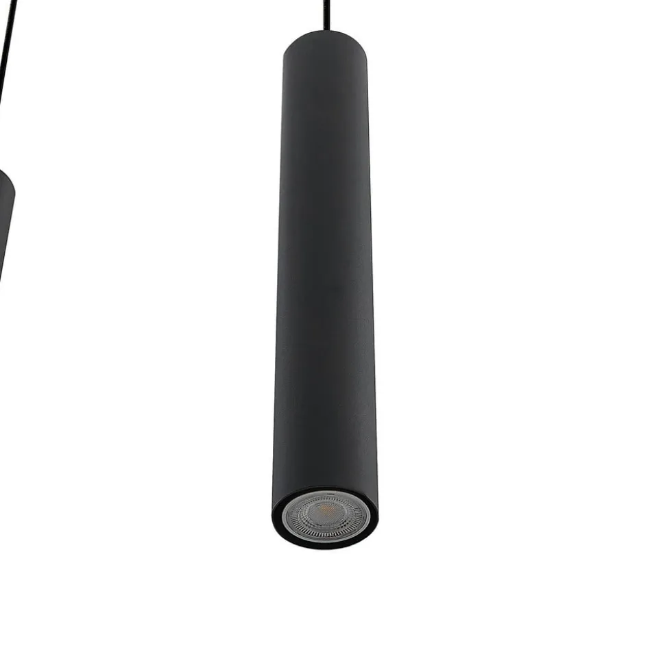 Lindby hængelampe Sanad, 100 cm, 7 lyskilder, sort, GU10