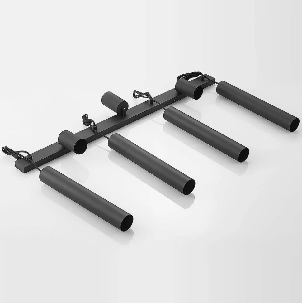 Lindby hængelampe Sanad, 100 cm, 7 lyskilder, sort, GU10