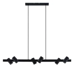 Lindby hængelampe Savoli, 116 cm, sort, 6 lyskilder, stål