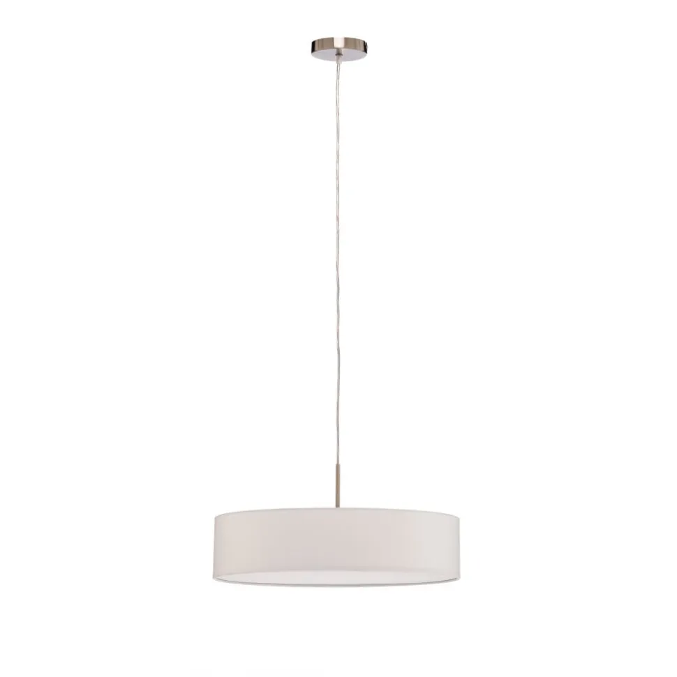 Lindby hængelampe Sebatin, Ø 50 cm, hvid, stof, E27