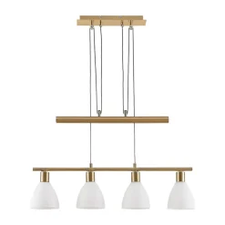Lindby hængelampe Simeon, messingfarvet, glas, 73 cm, E14