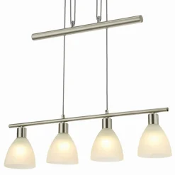 Lindby hængelampe Simeon, nikkelfarvet, glas, 73 cm, E14