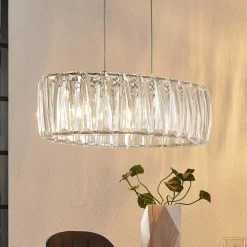 Lindby hængelampe Sofia, 68 cm, 3 lyskilder, E14, krom/klar