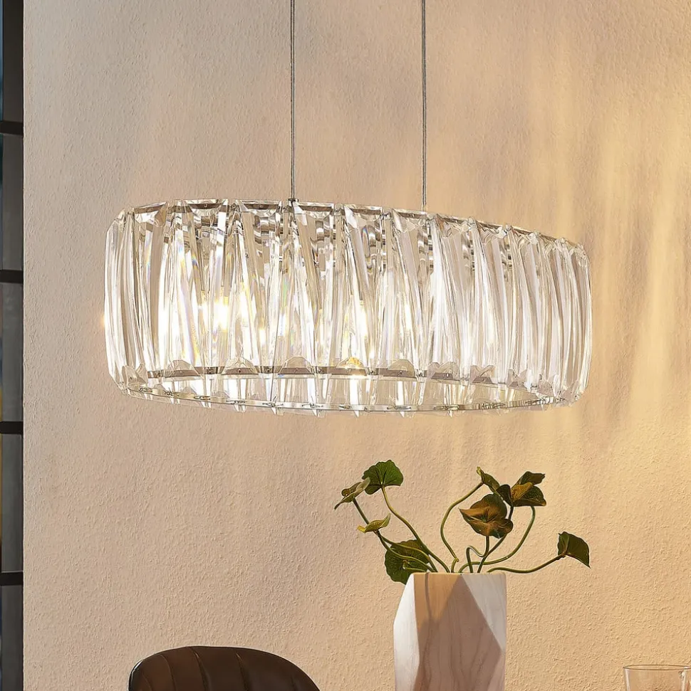 Lindby hængelampe Sofia, 68 cm, 3 lyskilder, E14, krom/klar