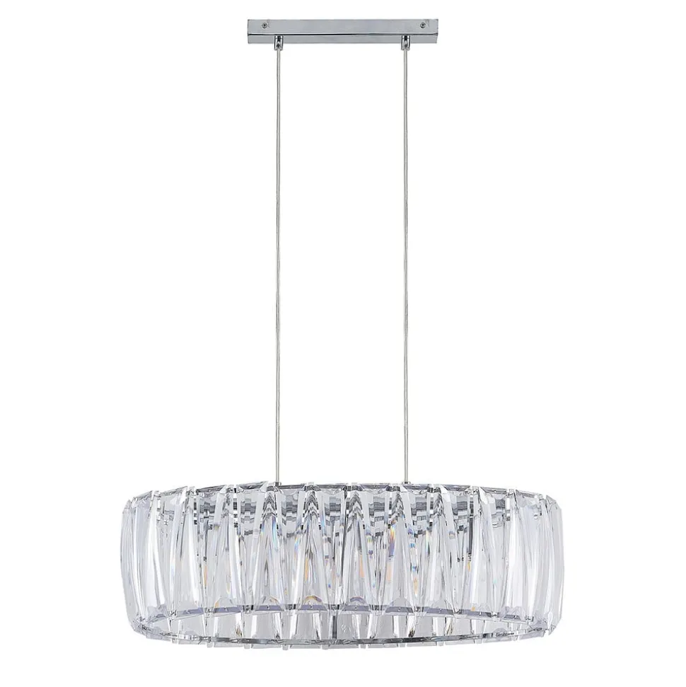 Lindby hængelampe Sofia, 68 cm, 3 lyskilder, E14, krom/klar