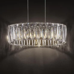Lindby hængelampe Sofia, 68 cm, 3 lyskilder, E14, krom/klar