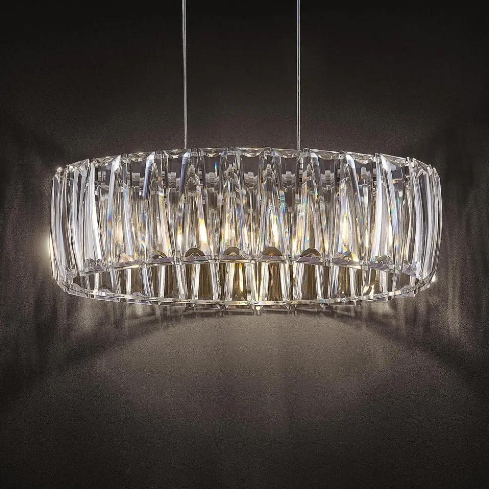 Lindby hængelampe Sofia, 68 cm, 3 lyskilder, E14, krom/klar