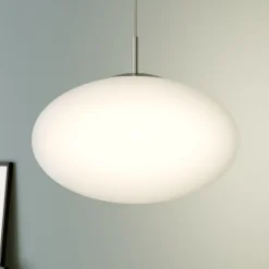 Lindby hængelampe Sonika, Ø 40 cm, nikkelfarvet, glas, E27