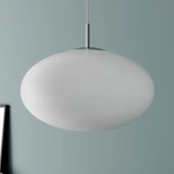 Lindby hængelampe Sonika, Ø 40 cm, nikkelfarvet, glas, E27