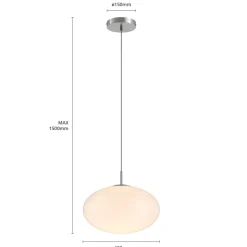 Lindby hængelampe Sonika, Ø 40 cm, nikkelfarvet, glas, E27