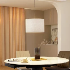 Lindby hængelampe Soula, Ø 40 cm, beige, plast, E27