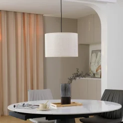 Lindby hængelampe Soula, Ø 40 cm, beige, plast, E27
