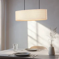 Lindby hængelampe Soula, 78 cm, beige, plast, E27