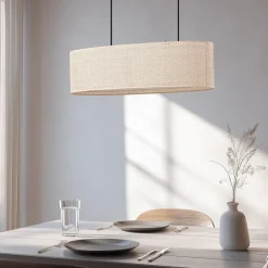 Lindby hængelampe Soula, 78 cm, beige, plast, E27