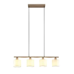 Lindby hængelampe Stannis, 75 cm, hvid, 4 lyskilder, tekstil