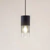 Lindby hængelampe Svante, 1 lyskilde, sort, glas, Ø 10cm