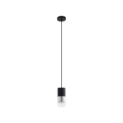 Lindby hængelampe Svante, 1 lyskilde, sort, glas, Ø 10cm