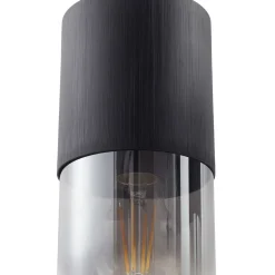 Lindby hængelampe Svante, 1 lyskilde, sort, glas, Ø 10cm