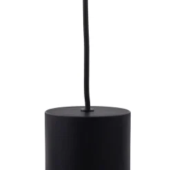 Lindby hængelampe Svante, 1 lyskilde, sort, glas, Ø 10cm
