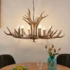Lindby hængelampe Tejask, Ø 102 cm, 6 lyskilder, gevir, E14