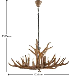 Lindby hængelampe Tejask, Ø 102 cm, 6 lyskilder, gevir, E14
