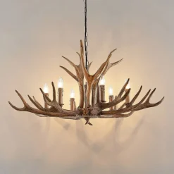 Lindby hængelampe Tejask, Ø 102 cm, 6 lyskilder, gevir, E14