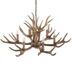 Lindby hængelampe Tejask, Ø 102 cm, 6 lyskilder, gevir, E14