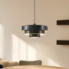Lindby hængelampe Tivra, sort, Ø 35 cm, metal, E27