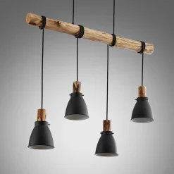 Lindby hængelampe Trebale, E14, Ø 15 cm, 4 lyskilder, træ