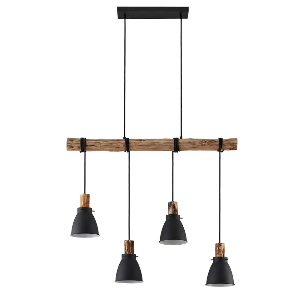 Lindby hængelampe Trebale, E14, Ø 15 cm, 4 lyskilder, træ