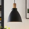 Lindby hængelampe Trebale, E27, Ø 28 cm, sort, træ