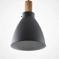 Lindby hængelampe Trebale, E27, Ø 28 cm, sort, træ