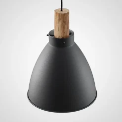 Lindby hængelampe Trebale, E27, Ø 28 cm, sort, træ