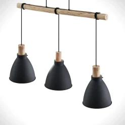 Lindby hængelampe Trebale, E27, Ø 28 cm, 3 lyskilder, træ