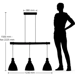 Lindby hængelampe Trebale, E27, Ø 28 cm, 3 lyskilder, træ