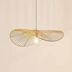 Lindby hængelampe Valdorin, beige, papir, længde 75 cm