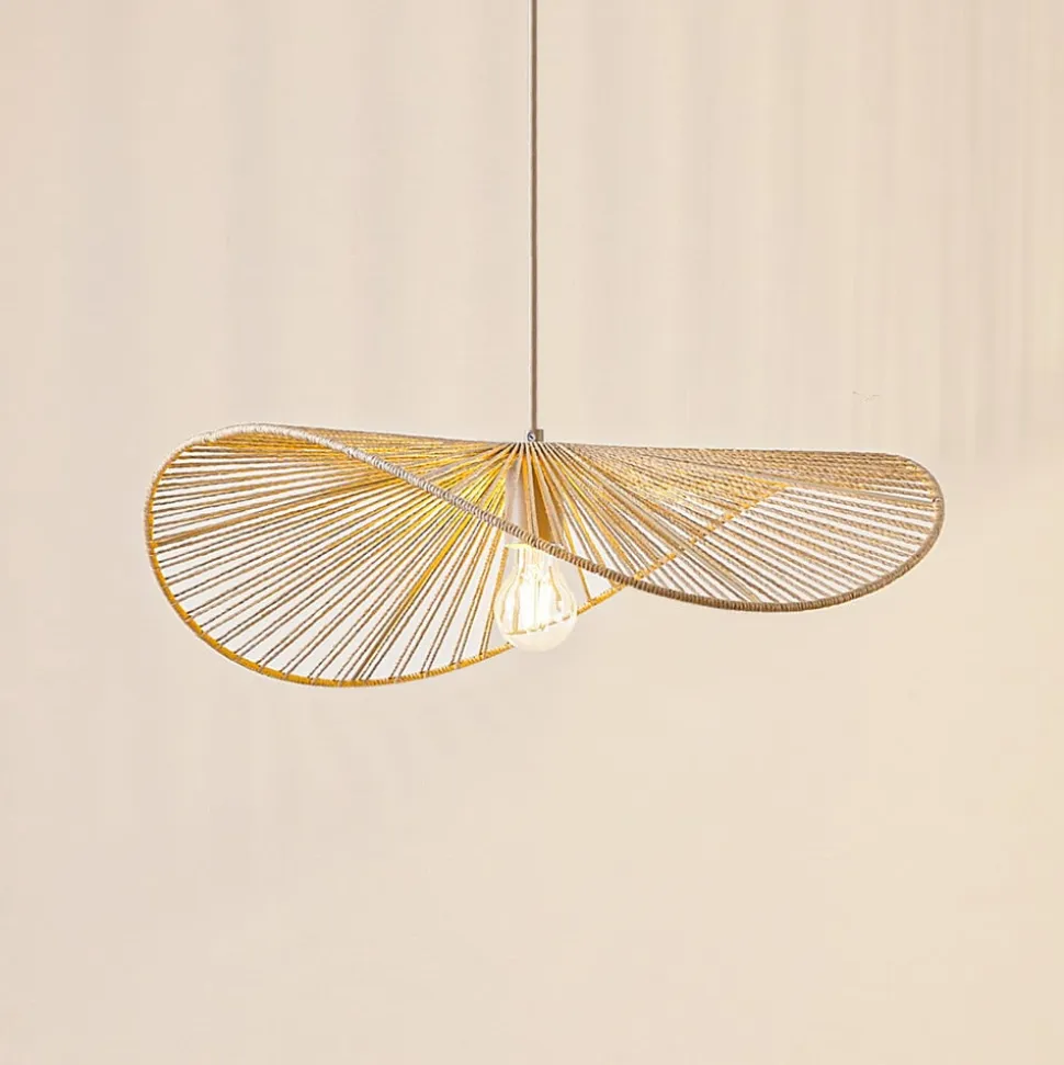 Lindby hængelampe Valdorin, beige, papir, længde 75 cm