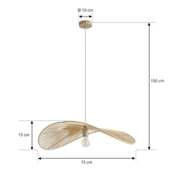Lindby hængelampe Valdorin, beige, papir, længde 75 cm