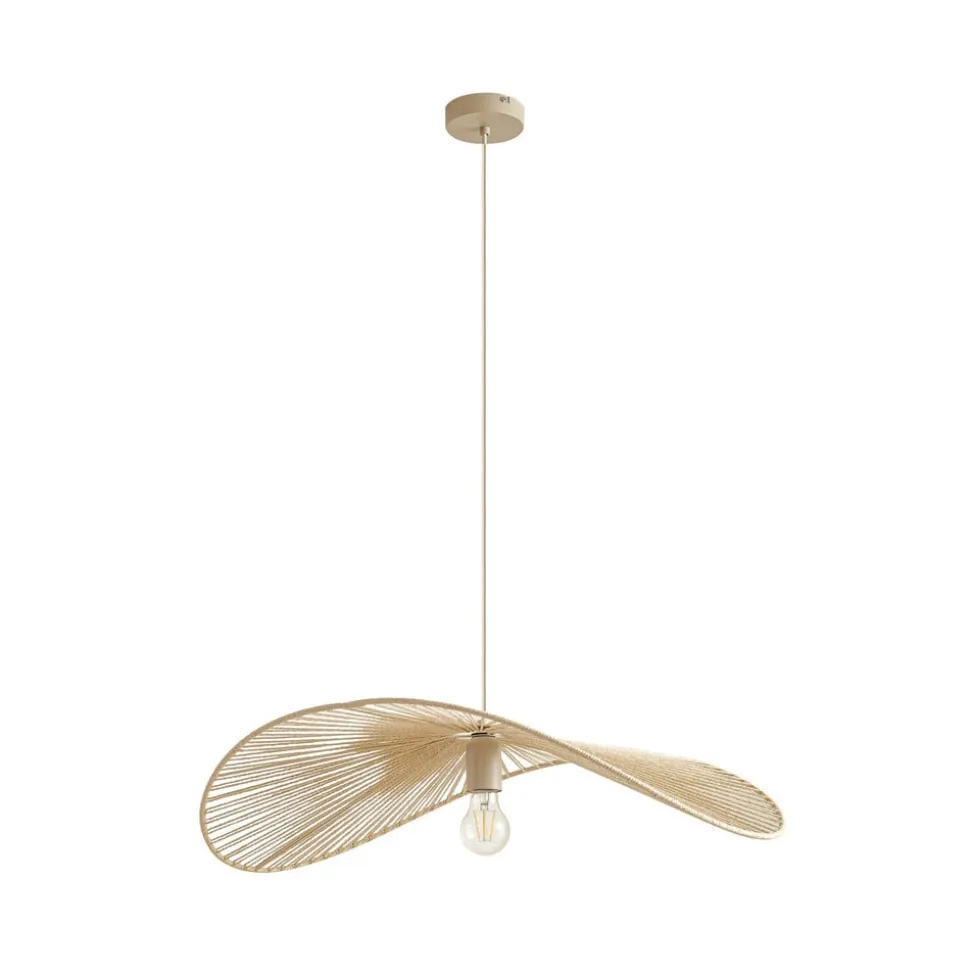 Lindby hængelampe Valdorin, beige, papir, længde 75 cm