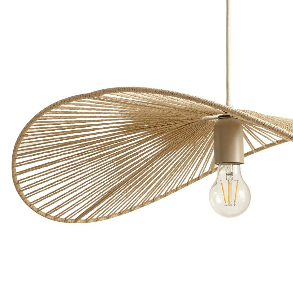 Lindby hængelampe Valdorin, beige, papir, længde 75 cm