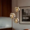 Lindby hængelampe Valentina, E27, Ø 49 cm, røgfarvet grå, glas