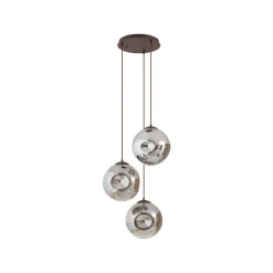 Lindby hængelampe Valentina, E27, Ø 49 cm, røgfarvet grå, glas