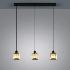 Lindby hængelampe Vella, transparent, glas, 83 cm, 3 lyskilder.