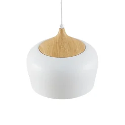 Lindby hængelampe Vilsera, hvid, metal/træ, 26 cm, E27