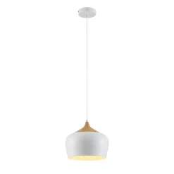 Lindby hængelampe Vilsera, hvid, metal/træ, 26 cm, E27