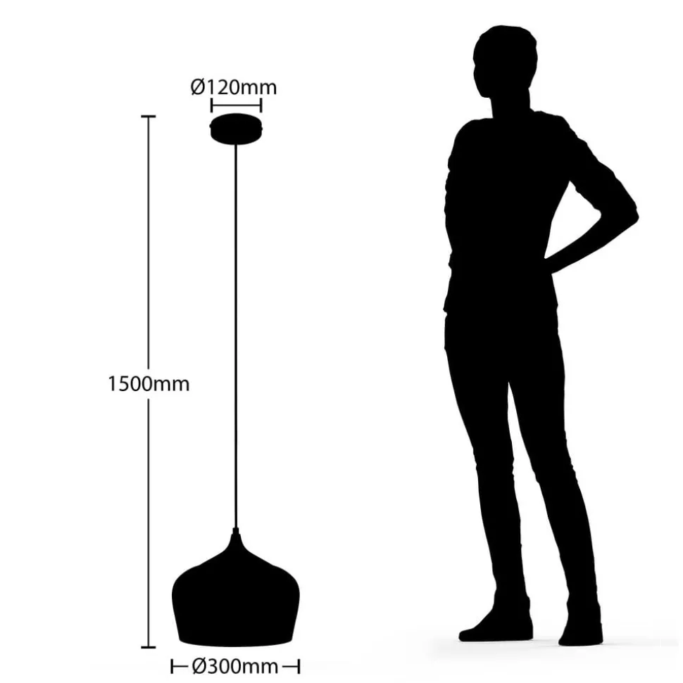 Lindby hængelampe Vilsera, hvid, metal/træ, 26 cm, E27